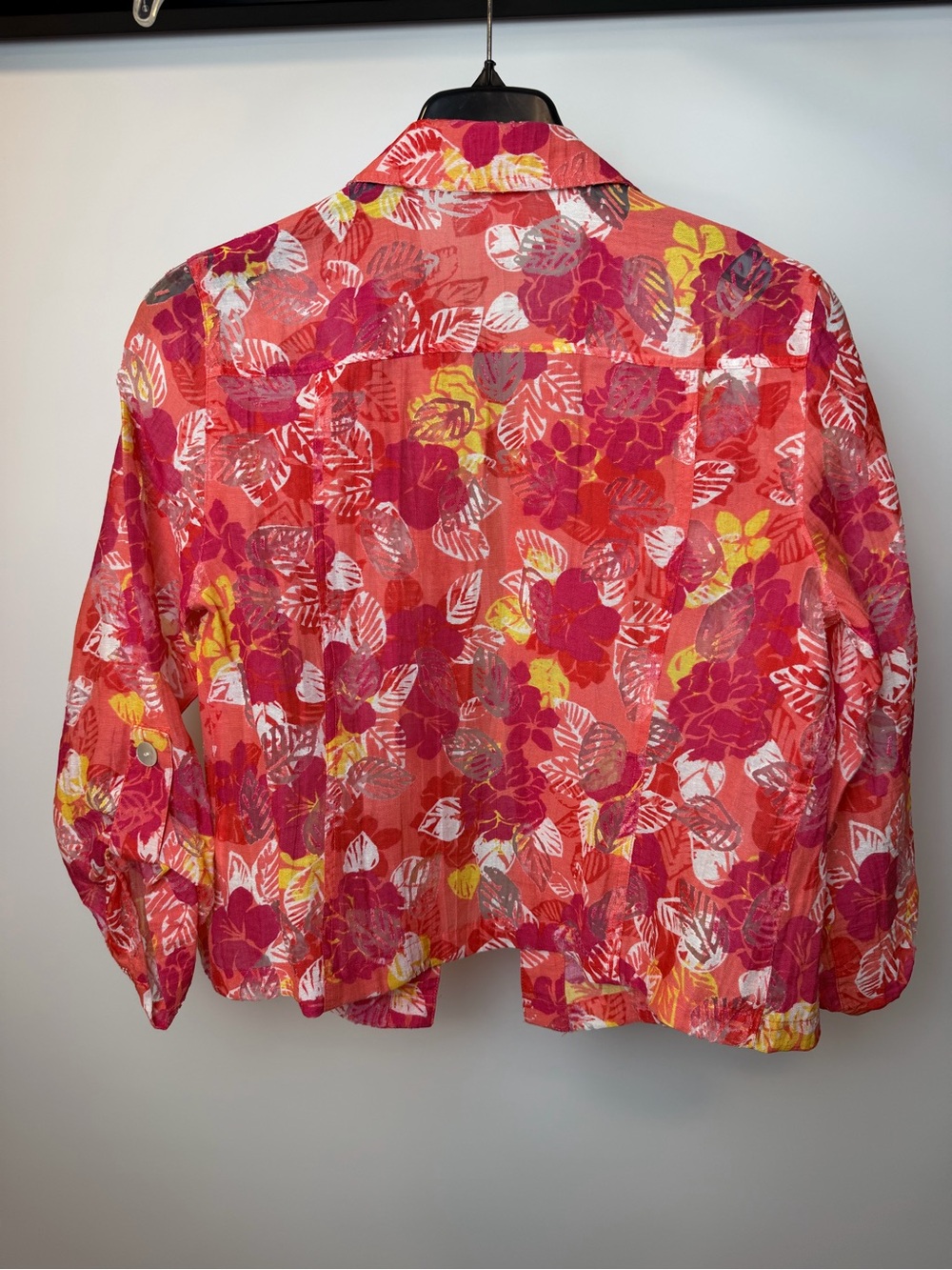 Ruby Rd. Coral-Pink Printed Button-Front Blouse Jacket - Picture 5 of 9